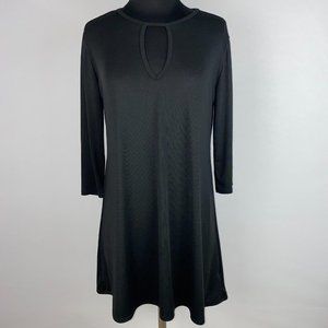 Dolce Bianca L Black Keyhole Front Short Above Knee Dress Unlined Party Cocktail